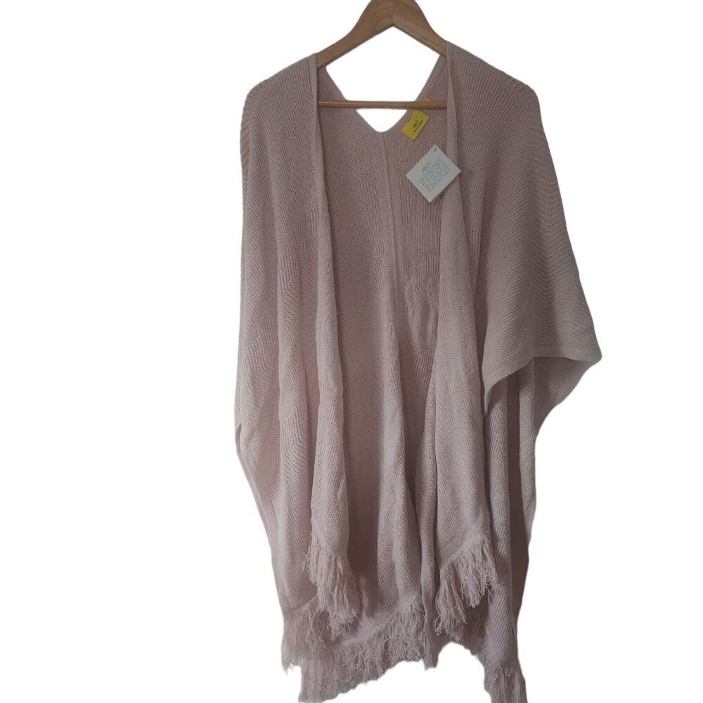 Roller Rabbit Long Flowy Cardigan Shawl Sweater One Size Pink May Cape Sweater